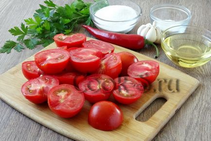 Csemege paradicsom gyorsétterem fokhagymás - lépésről lépésre recept fotókkal snack