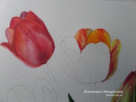 Akvarell felhívni virág lépésről lépésre