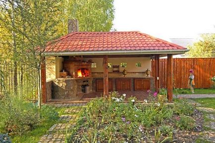 Kerti pavilonok, grill grill és sütő nyári konyha a kezével, rajzok, tervek, fotók videók (tűzhely) Kerti pavilonok, grill grill és sütő nyári konyha a kezével, rajzok, tervek, fotók, videók