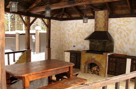 Kerti pavilonok, grill grill és sütő nyári konyha a kezével, rajzok, tervek, fotók videók (tűzhely) Kerti pavilonok, grill grill és sütő nyári konyha a kezével, rajzok, tervek, fotók, videók