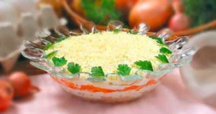 Mimosa saláta - a klasszikus recept egy fotó
