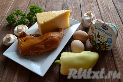 Saláta füstölt csirke és gomba - recept fotókkal