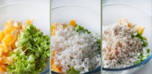 Saláta csirke, krumpli és a tojás - készül lépésről lépésre fotókkal