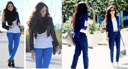 Kék nadrág nők mit vegyek, fotó példákat, a választás a stílus és a színek - név - divat