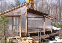 Greenhouse egy bárban kezeddel részletes rajza, hogyan kell felépíteni egy 50x50, bárok polikarbonátból, videó