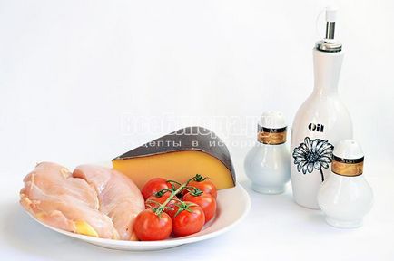 Sült csirkemell filé, paradicsommal és sajttal recept fotó, minden étkezés