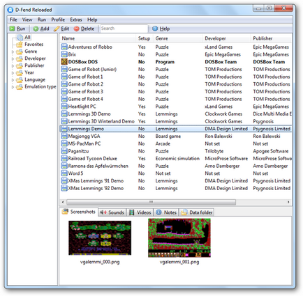 D-Fend Reloaded dos futtatni kedvenc játékok Windows 7, XP és Vista