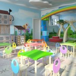 Design csoport az óvodában projekt falai helyiségek, figyelembe véve a gyermekek tevékenységét