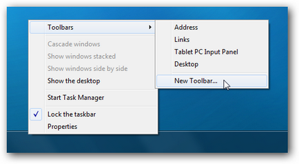 Hozzáadása a Gyorsindítás eszköztár a tálcán a Windows 7
