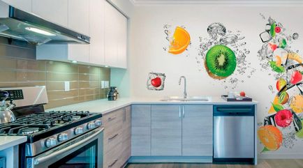 Falfestmény a fajta a konyha és alkalmazásának szabályairól (37 fotó)