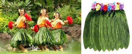 Hawaii szoknya a kezét, szemeteszsákok, övek és Raffi