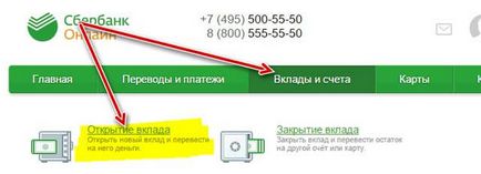 Hogyan kell megnyitni betétek Sberbank Online