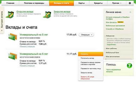 Hogyan kell megnyitni betétek Sberbank Online