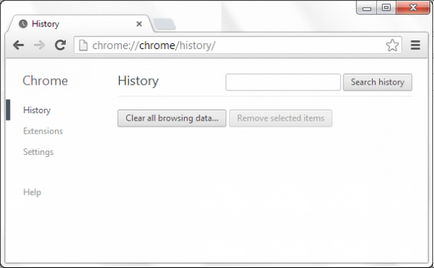 A Google Chrome a világos és tiltsa történelem