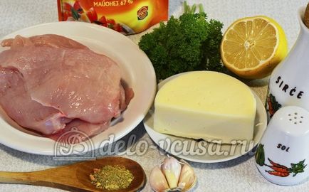 Csirke tekercs sajttal és fokhagymás recept egy fotó - egy lépésről lépésre főzés csirke tekercs sajttal