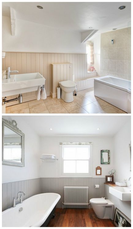 Díszítő fürdőszoba műanyag panelek, design fotókkal