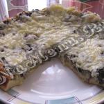 Pie gombával és burgonyával a sütőben, a lépésről lépésre recept fotók