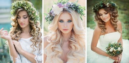 Esküvői frizurák virággal hosszú és közepes haj fotó