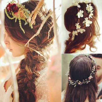 Esküvői frizura virágokkal, esküvői frizurák