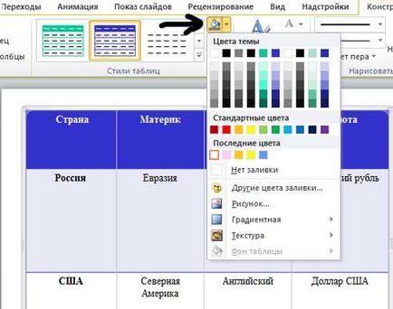 Táblázatok a bemutató