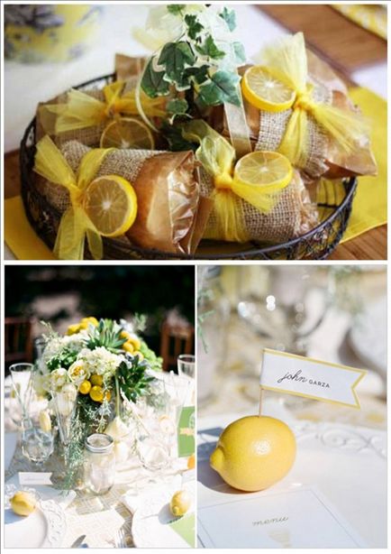 Sárga - citrom esküvő megértésében kiemelő dekoráció studio