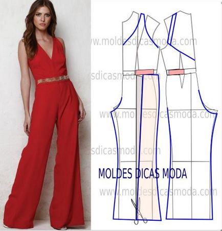 Nő jumpsuit minta és szabás leírás, hölgy