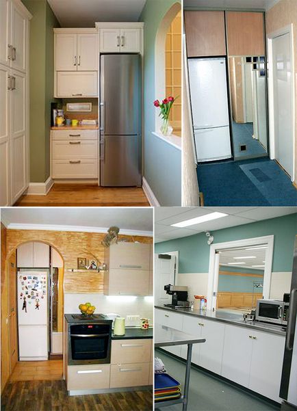 4 módon, hogy elrejtse a kis hűtőszekrény a konyhában
