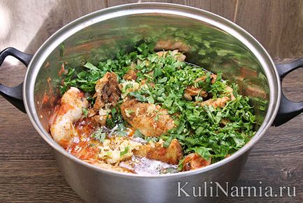 Chakhokhbili csirke recept egy fotó