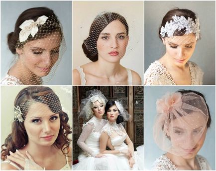 Mit lehet cserélni a fátyol - opciók, tartozékok és ékszerek a menyasszony fejére fotók