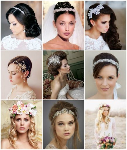Mit lehet cserélni a fátyol - opciók, tartozékok és ékszerek a menyasszony fejére fotók
