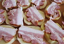 Burgonya a sütőben szalonnával - egy recept lépésről lépésre fotók