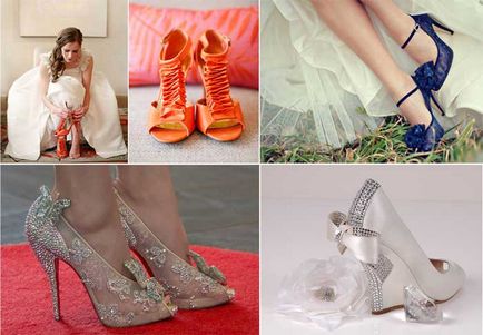 Cipő esküvők télen, nyáron, ősszel és vecnoy - fényképes modell