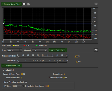 Adobe Audition, hogyan kell eltávolítani zaj