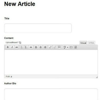 Az űrlap a látogató, hogy adjunk egy cikket a honlapon, wordpress mánia