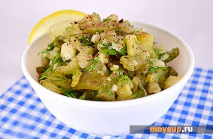 Hogyan kell főzni egy finom saláta burgonya és gomba - lépésről lépésre recept fotók