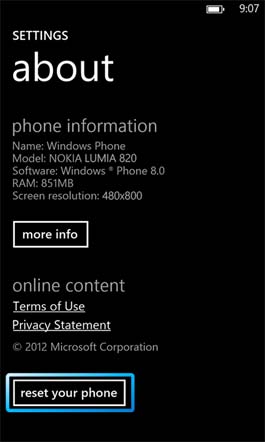 Hogyan készítsünk egy gyári beállításokat a telefon Nokia Lumia 820 a gyári - blogofolio Romana Paulova (beállítások) Hogyan készítsünk egy gyári beállításokat a telefon Nokia Lumia 820 a gyári - blogofolio Romana Paulova