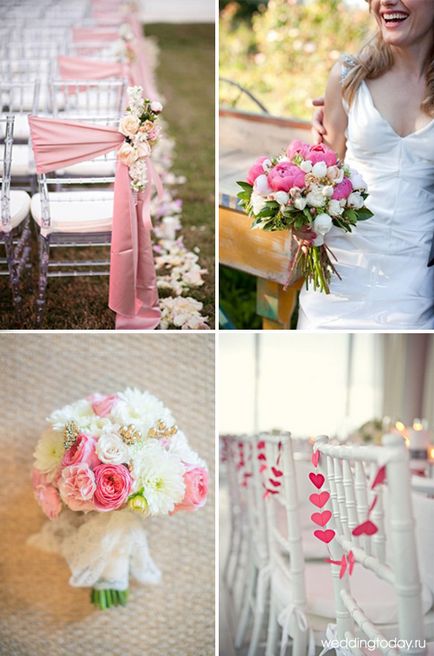 esküvői dekoráció rózsaszín halvány rózsaszín, rózsaszín és fehér, rózsaszín menta