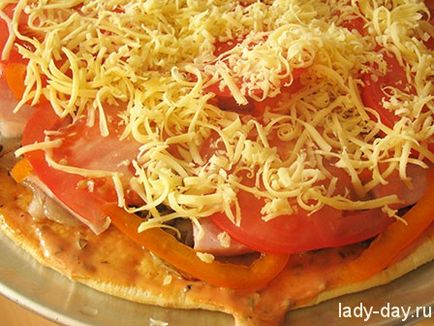 Pizza sonkával és paradicsommal, egyszerű receptek képekkel (paradicsom) Pizza sonkával és paradicsommal, egyszerű receptek képekkel