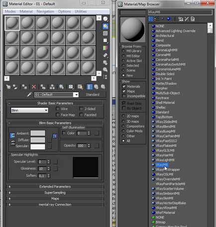 Létrehozása alapanyagok vray (vray) Létrehozása alapanyagokból vray