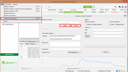 Hozzon létre egy torrent fájlt, és kéz a uTorrent