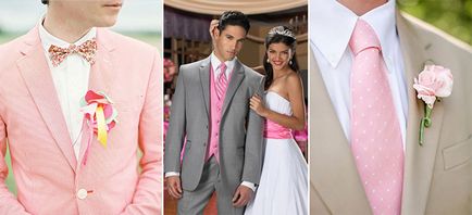 Esküvő fehér és rózsaszín dekoráció, kiegészítők és fiatal képek