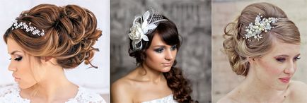 Esküvői frizura a felni gumiszalaggal virággal vagy egy fátyol, fotó és videó