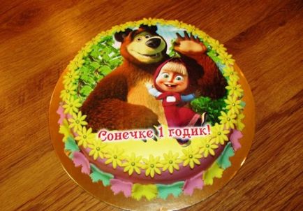 Cake „Mása és Medve” a masztix vagy krém fotók és receptek (Mung) Cake „Mása és Medve” a masztix vagy krém fotók és receptek
