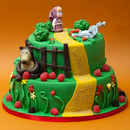 Cake „Mása és Medve” a masztix vagy krém fotók és receptek (Mung) Cake „Mása és Medve” a masztix vagy krém fotók és receptek