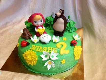 Cake „Mása és Medve” a masztix vagy krém fotók és receptek (Mung) Cake „Mása és Medve” a masztix vagy krém fotók és receptek
