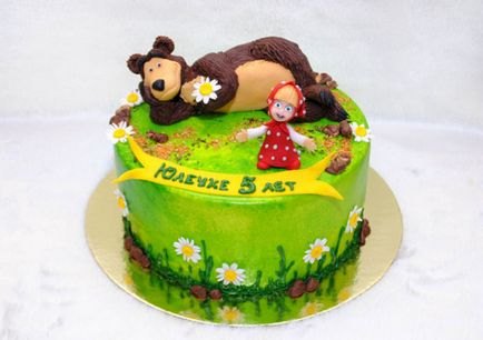 Cake „Mása és Medve” a masztix vagy krém fotók és receptek (sütemény Mása és Medve a masztix fotó) Cake „Mása és Medve” a masztix vagy krém fotók és receptek