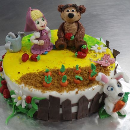 Cake „Mása és Medve” a masztix vagy krém fotók és receptek (sütemény Mása és Medve fotó) Cake „Mása és Medve” a masztix vagy krém fotók és receptek