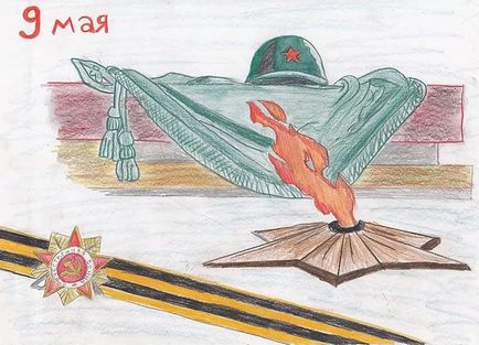 Gyermekek rajzai szerint május 9 (Victory Day) az iskola és óvoda