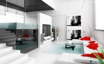 nappali design hi-tech stílusú (fotó), belsőépítészeti bútorok high-tech stílusban felújított lakás