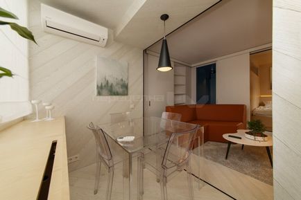 Tervezés és belső nappali nappalival és hálóval